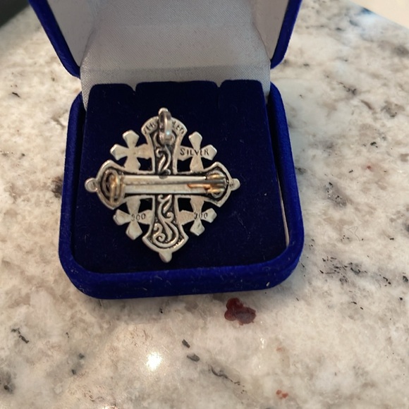 Vintage Jerusalem crusader cross, brooch & necklace connection, sterling silver - Picture 2 of 2
